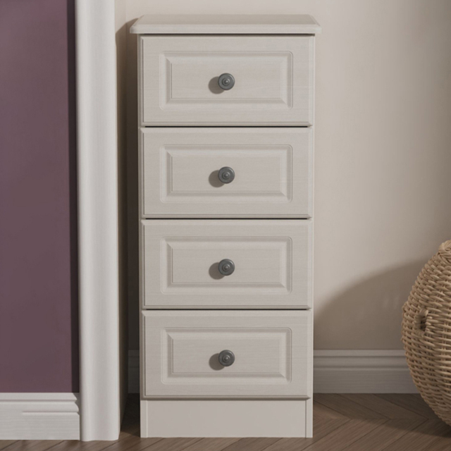 Crowndale Pembroke 4 Drawer Grey Ash Bedside Cabinet Ready Assembled - Wilko - image 1