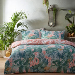 furn. Medinilla Double Sage and Blush Tropical Duvet Cover Set - Multi - Wilko - thumbnail 6