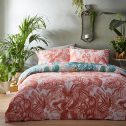 furn. Medinilla Double Sage and Blush Tropical Duvet Cover Set - Multi - Wilko - thumbnail 3