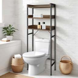 tectake Seattle 3 Shelf Dark Wood Shower Caddy - Size: 165 x 63 x 25cm - Brown - Wilko - thumbnail 1