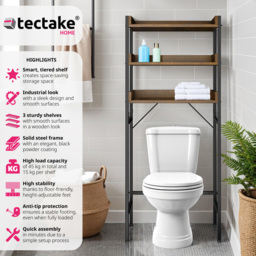 tectake Seattle 3 Shelf Dark Wood Shower Caddy - Size: 165 x 63 x 25cm - Brown - Wilko - thumbnail 7