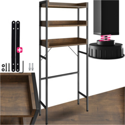tectake Seattle 3 Shelf Dark Wood Shower Caddy - Size: 165 x 63 x 25cm - Brown - Wilko - thumbnail 3