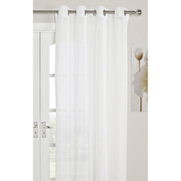 Divante Chenille White Stripe Eyelet Voile Panel Curtains - Size: W 140 x D 240cm - Wilko - thumbnail 3