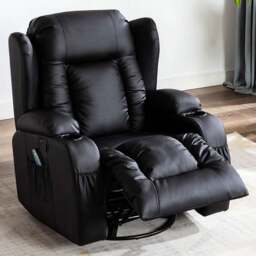 Furniture Online Caesar Black Bonded Leather Recliner Chair - Size: 105 x 95 x 98cm - Wilko - thumbnail 1