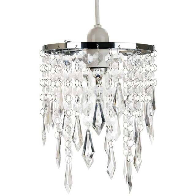 Happy Homewares Modern Waterfall Design Clear Acrylic Droplets and Beads Pendant Shade - Size: 22 x 16 x 16cm - Wilko - image 1