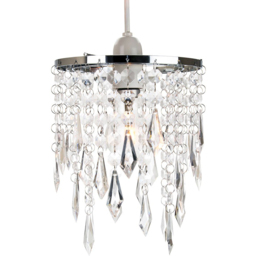 Happy Homewares Modern Waterfall Design Clear Acrylic Droplets and Beads Pendant Shade - Size: 22 x 16 x 16cm - Wilko - thumbnail 6