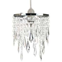 Happy Homewares Modern Waterfall Design Clear Acrylic Droplets and Beads Pendant Shade - Size: 22 x 16 x 16cm - Wilko - thumbnail 1