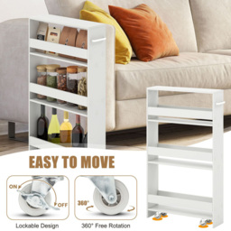 Costway 4 Tier Natural Slim Storage Cart - Cream - Wilko - thumbnail 4