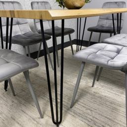 Kosy Koala 6 Seater Velvet Wooden Dining Set Grey - Multi - Wilko - thumbnail 4