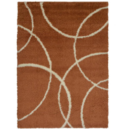 Homemaker Terracotta and Ivory Bubbles Snug Shaggy Rug 160 x 230cm - Multi - Wilko