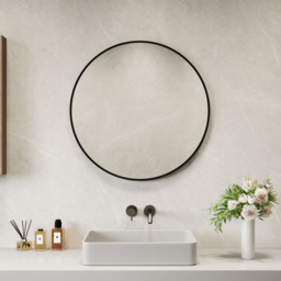 Neo Black Metal Frame Anti-Rust Wall Mounted Round Mirror 50cm - Size: 50 x 50 x 2cm - Wilko - thumbnail 3
