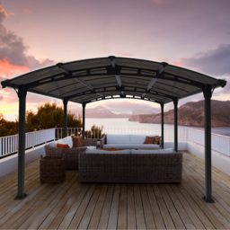 Palram Canopia Tucson 2.42 x 5.07m Grey Garden Gazebo - Size: 242 x 359 x 507cm - Wilko