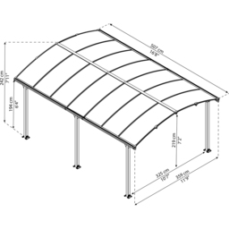 Palram Canopia Tucson 2.42 x 5.07m Grey Garden Gazebo - Size: 242 x 359 x 507cm - Wilko - thumbnail 6