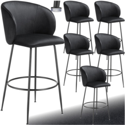 tectake Luana Black Velvet Look Padded Bar Stool Set of 6 - Wilko - thumbnail 3