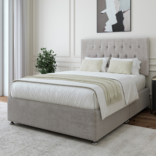Bedmaster Single Seal Grey Naples Linen Divan Base with Lona Headboard - Wilko - image 1