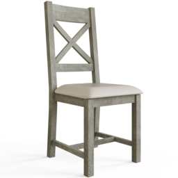 FWStyle Bowood Set of 2 Reclaimed Pine Dining Chair - Cream - Wilko - thumbnail 3