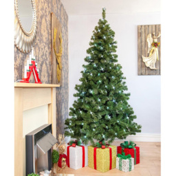Shatchi Green Warm White LED Pre Lit Alaskan Pine Artificial Christmas Tree 6ft - Wilko - thumbnail 3