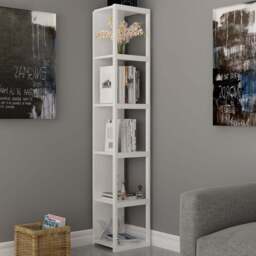 Decorotika Texas 5 Shelf White Bookshelf - Size: 180 x 30 x 30cm - Wilko - thumbnail 1