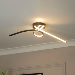 Lighting Collection Furness Black Metal Twisted LED Flush Ceiling Light - Size: 71 x 13 x 35cm - Matt Black and White - Wilko - thumbnail 3