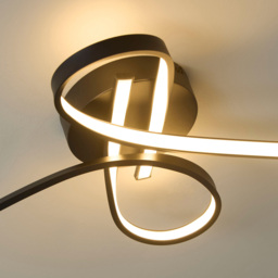 Lighting Collection Furness Black Metal Twisted LED Flush Ceiling Light - Size: 71 x 13 x 35cm - Matt Black and White - Wilko - thumbnail 5