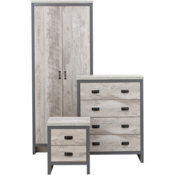 GFW Boston Grey 3 Piece Bedroom Furniture Set - Wilko - thumbnail 3