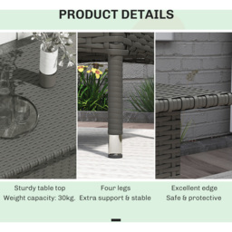 Outsunny Grey Rattan Outdoor Coffee Table - Size: 47 x 50 x 50cm - Wilko - thumbnail 7