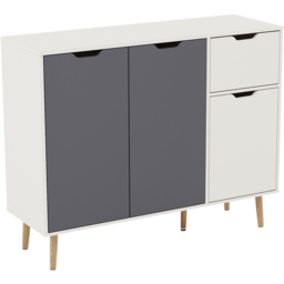 Vida Designs 3 Door Single Drawer Grey and White Sideboard - Size: 72 x 90 x 30cm - Wilko - thumbnail 3