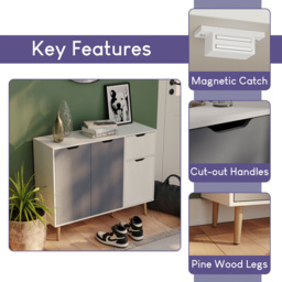 Vida Designs 3 Door Single Drawer Grey and White Sideboard - Size: 72 x 90 x 30cm - Wilko - thumbnail 4