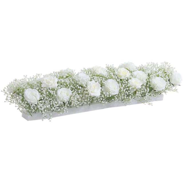 Living and Home White Artificial Rose Garland Row Decoration 100 x 35cm - Size: 4 x 100 x 35cm - Wilko - image 1