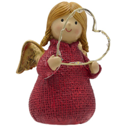 The Seasonal Gift Co. Red Angel with Heart LED Christmas Decoration 10cm - Size: 10 x 8 x 5.5cm - Wilko - thumbnail 3