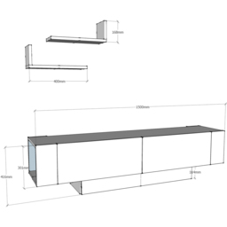 Decorotika Matera 2 Wall Shelf Walnut and White TV Unit - Size: 30 x 150 x 30.4cm - Multi - Wilko - thumbnail 5
