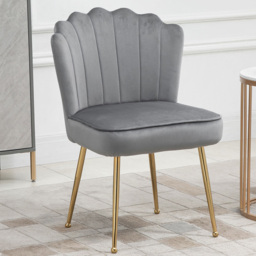 Portland Grey Velvet Shell Accent Chair - Size: Single - Wilko - thumbnail 1