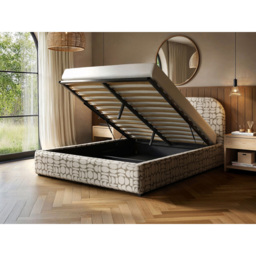 Flair Alba King Size Beige Jacquard Pattern Chenille Lift-Up Ottoman Bed - Wilko - thumbnail 4