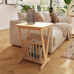 FWStyle Natural Oak Ash Veneer Side Table with Magazine Rack - Size: 57 x 50 x 45cm - Wilko - thumbnail 7