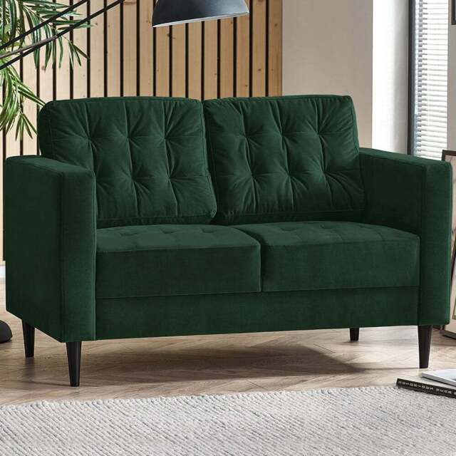 Furniturebox Josie 2 Seater Emerald Green Velvet Sofa - Wilko - image 1