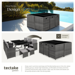 tectake Malaga 10 Seater Garden Dining Table Set Grey - Wilko - thumbnail 5