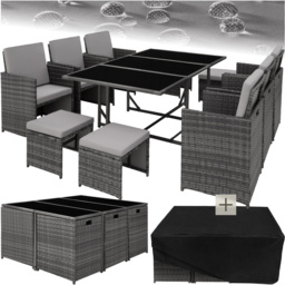 tectake Malaga 10 Seater Garden Dining Table Set Grey - Wilko - thumbnail 3