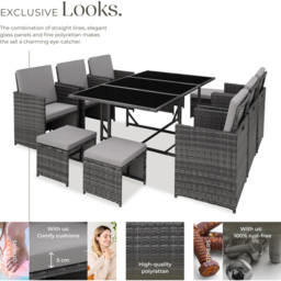tectake Malaga 10 Seater Garden Dining Table Set Grey - Wilko - thumbnail 4