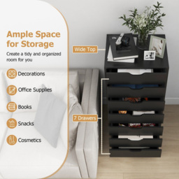 Costway 7 Drawer Black Mobile File Cabinet - Size: 95 x 49 x 19cm - Wilko - thumbnail 6