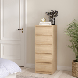 Florence 5 Drawer Jackson Hickory Oak Narrow Chest of Drawers - Wood - Furniture to Go - Wilko - thumbnail 7