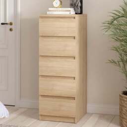 Florence 5 Drawer Jackson Hickory Oak Narrow Chest of Drawers - Wood - Furniture to Go - Wilko - thumbnail 1