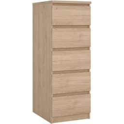 Florence 5 Drawer Jackson Hickory Oak Narrow Chest of Drawers - Wood - Furniture to Go - Wilko - thumbnail 3