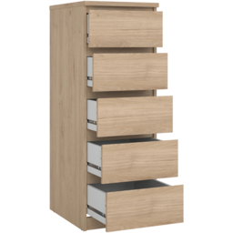 Florence 5 Drawer Jackson Hickory Oak Narrow Chest of Drawers - Wood - Furniture to Go - Wilko - thumbnail 5