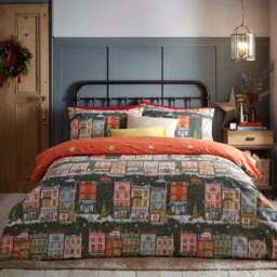 furn. Christmas Spirit King Size Green Festive Duvet Cover Set - Wilko - thumbnail 1