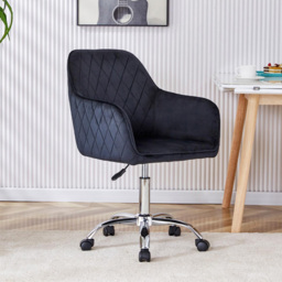 Portland Black Velvet Swivel Office Chair - Wilko - thumbnail 6