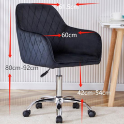 Portland Black Velvet Swivel Office Chair - Wilko - thumbnail 7