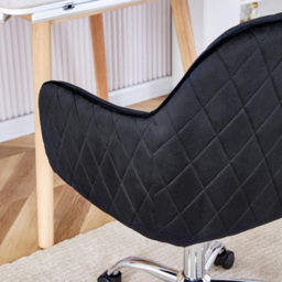 Portland Black Velvet Swivel Office Chair - Wilko - thumbnail 3
