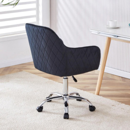 Portland Black Velvet Swivel Office Chair - Wilko - thumbnail 5