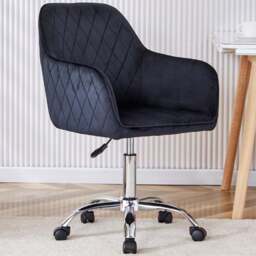 Portland Black Velvet Swivel Office Chair - Wilko