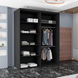 Sliding Wardrobes 4U Etna 2 Door Black Full Mirrored Wardrobe 150cm - Wilko - thumbnail 3